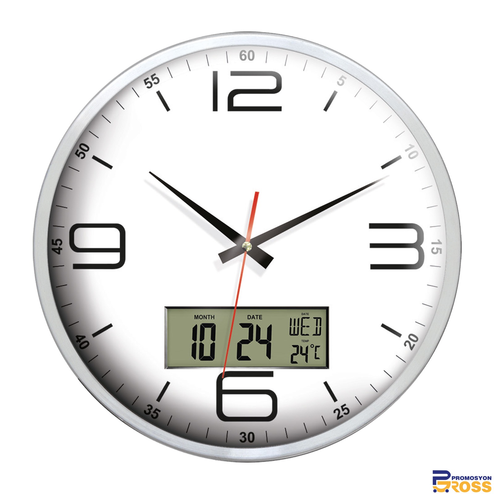 EUROPA917 ALÜMİNYUM METAL DUVAR SAATİ (350 MM)