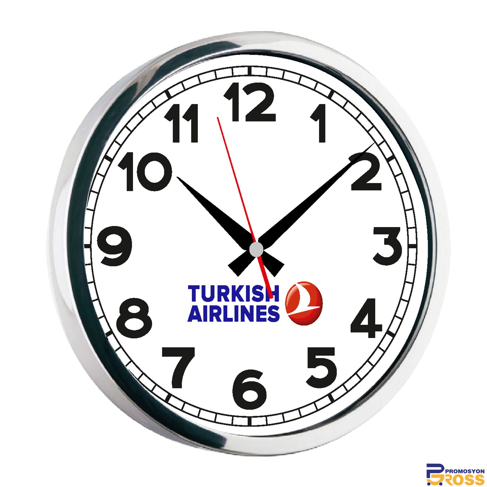 HYDRA081 GÜMÜŞ METAL ÇERÇEVE DUVAR SAATİ(400MM)